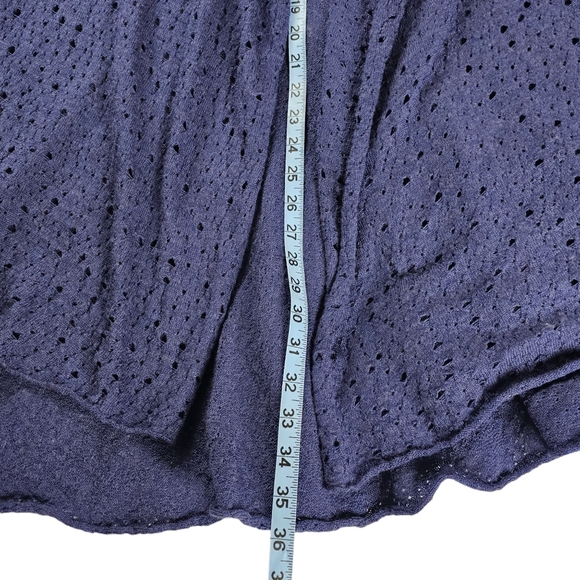 Eileen Fisher Open Knit Waterfall Merino Wool Purple Cardigan Women's Size Large - Picture 8 of 10